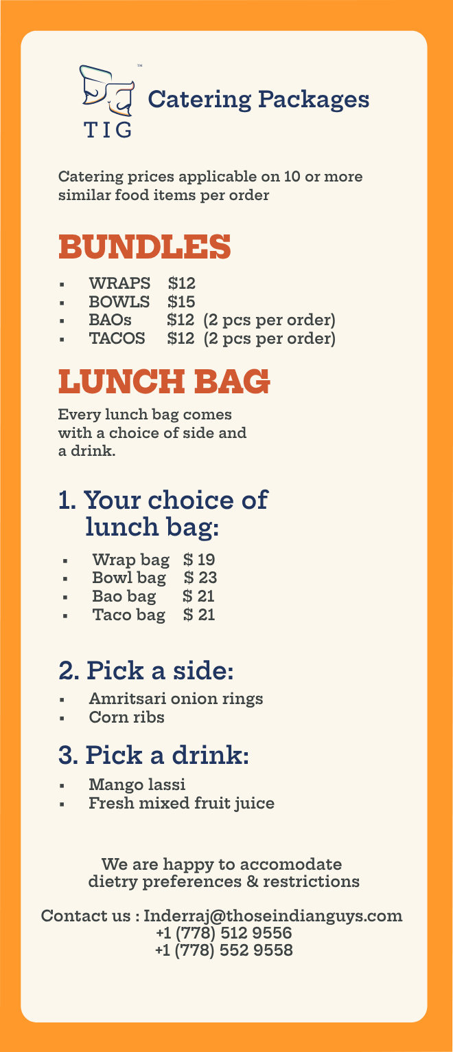Those Indian Guys - Catering Packages