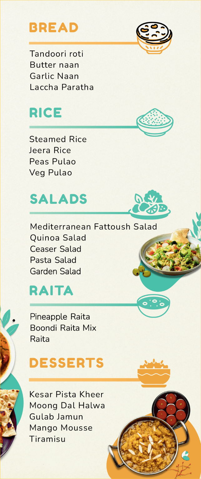 Those Indian Guys - Occasions catering - bread, rice, salads, raita, dessert fare