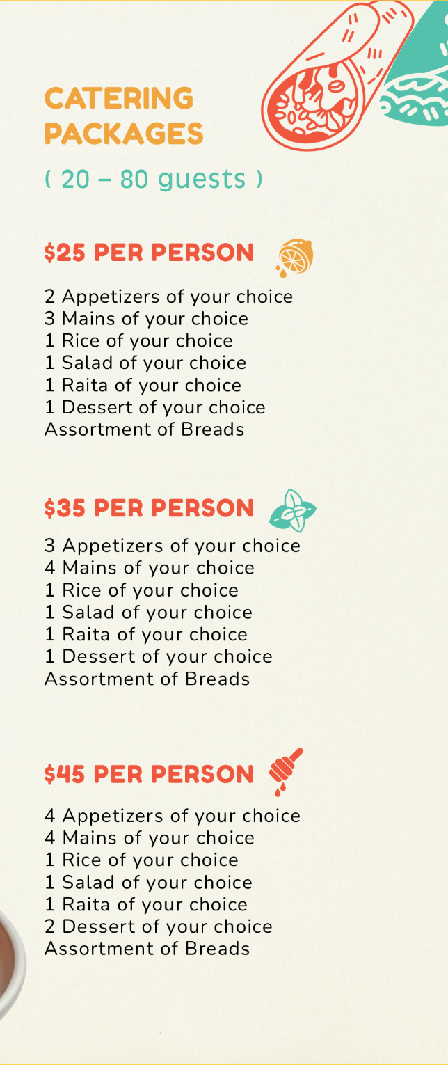 Those Indian Guys - Occasions catering - packages