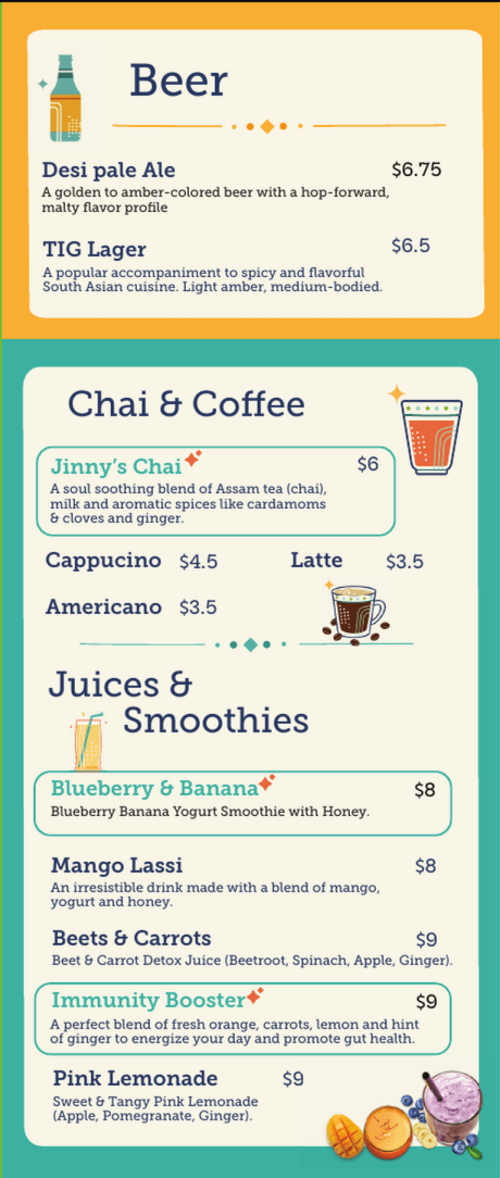 Those Indian Guys - Drinks Menu