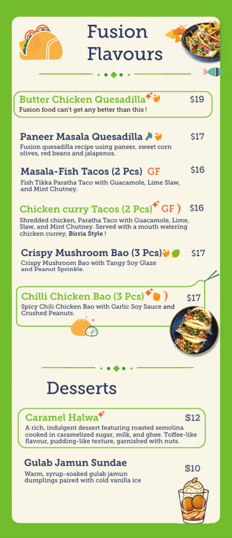 Those Indian Guys - Fusion and Desserts Menu