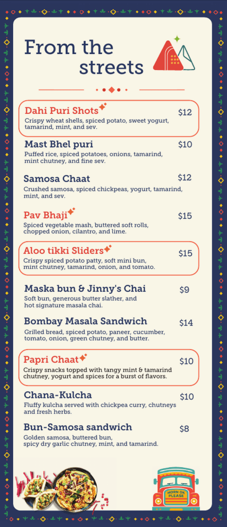 Those Indian Guys - From the streets Menu