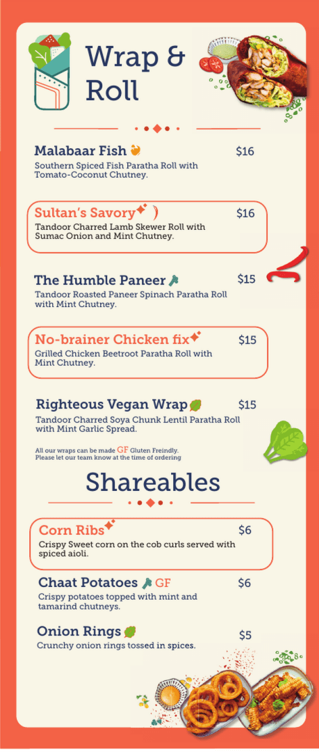 Those Indian Guys - Wrap, Rolls, and Shareables Menu